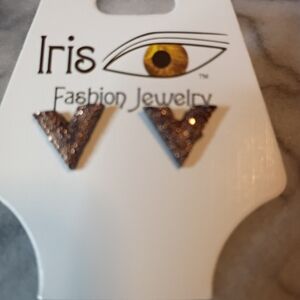 Iris Glittering Brown Earrings